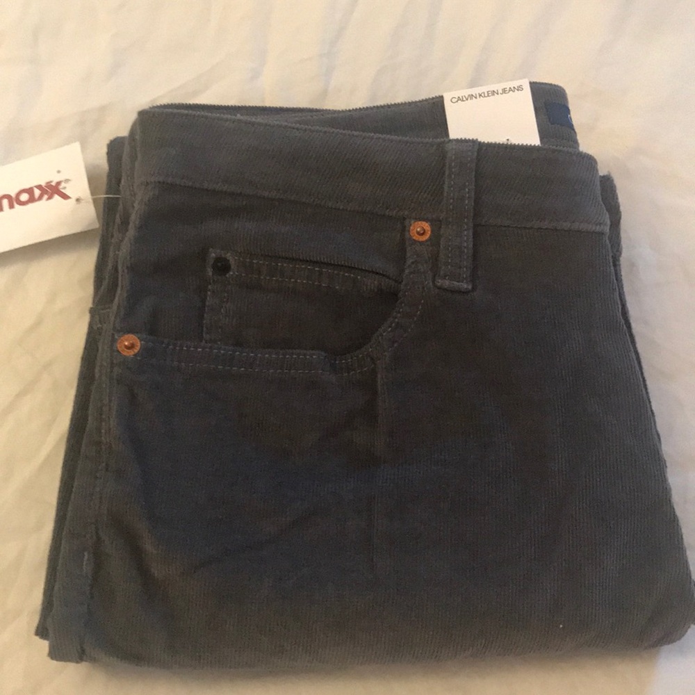 Calvin Klein Jeans Brand Grey Thin-Wale Corduroys